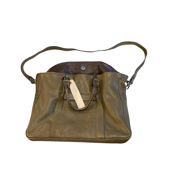 100% Authentic Longchamp  Green Leather Shoulder Bag - 4.5 x 14 x 10"
