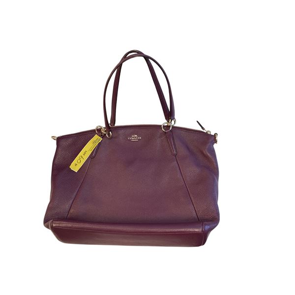 100% Authentic Coach Magenta Leather Handbag - 3 x 16 x 11" - No Shoulder Strap