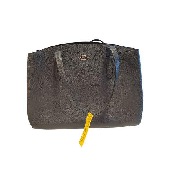 100% Authentic Coach Black Leather Tote - 5 x 16 x 12"