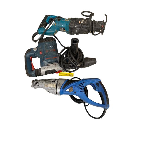 Bosch Rotary Hammer, Makita Saw & Blue Handheld Power Shear