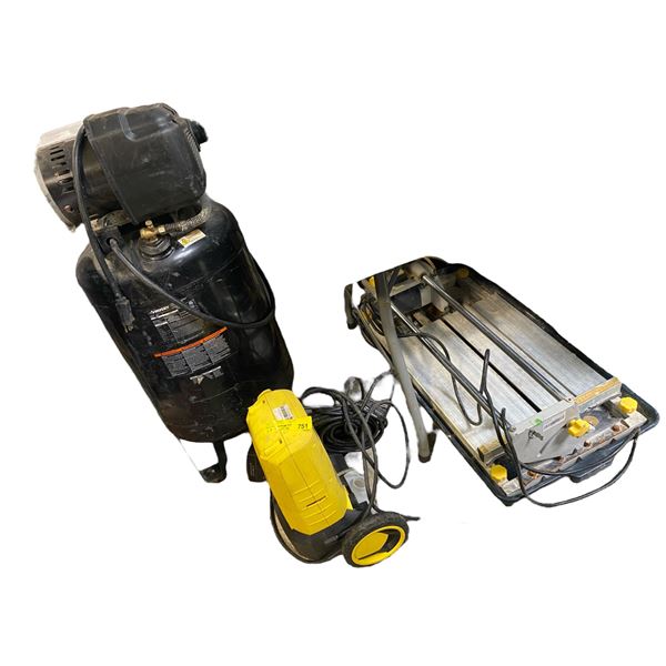 Karcher Pressure Washer, Husky Air Compressor & Tile Saw