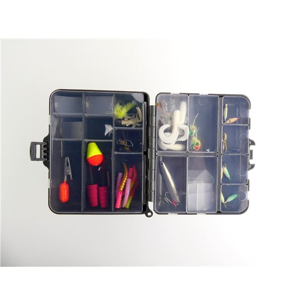 TACKLE BOX WITH ASSORTED FISHING LURES