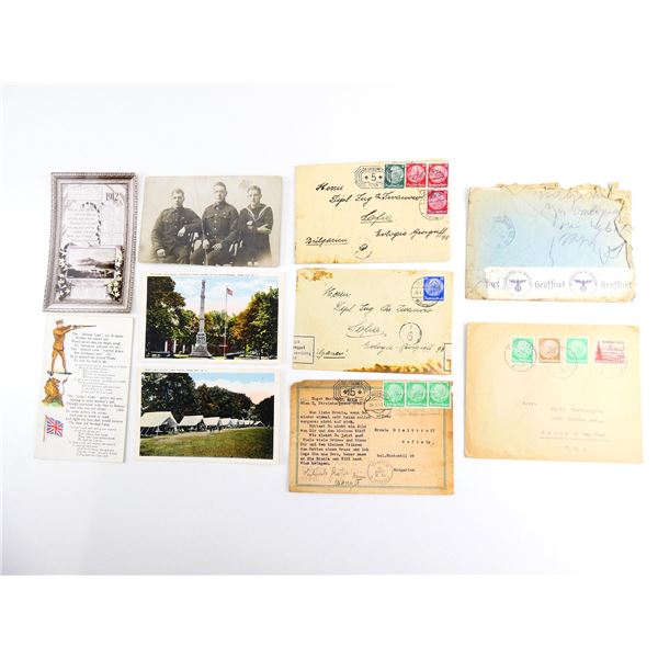 ASSORTED WWI AND WWII POSTCARDS AND STAMPED ENVELOPES LOT