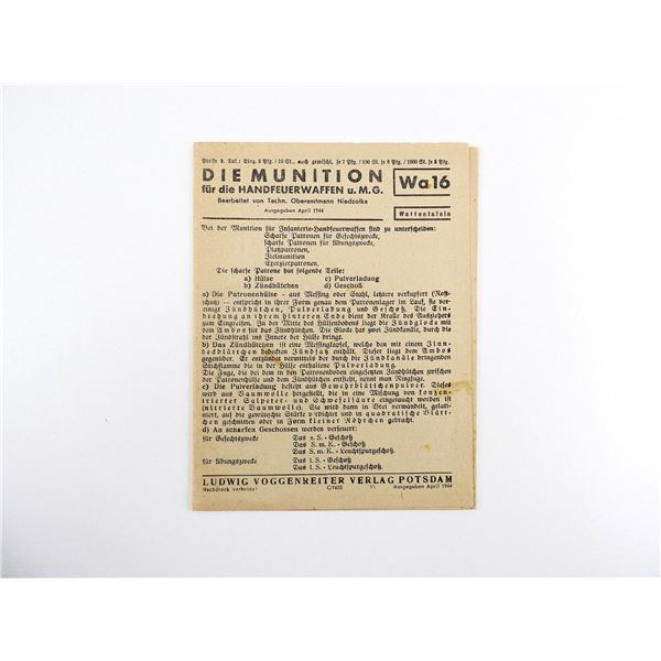 "DIE POSTDAMER TAFELN" AMMUNITION GUIDE