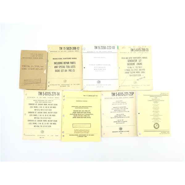 ASSORTED "WAR DEPARTMENT" AND "DEPARTMENT OF THE ARMY" / ETC. TECHNICAL MANUAL LOT