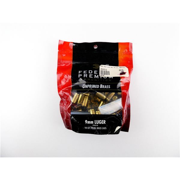 NEW NON-PRIMED FEDERAL PREMIUM 9MM LUGER BRASS CASES LOT