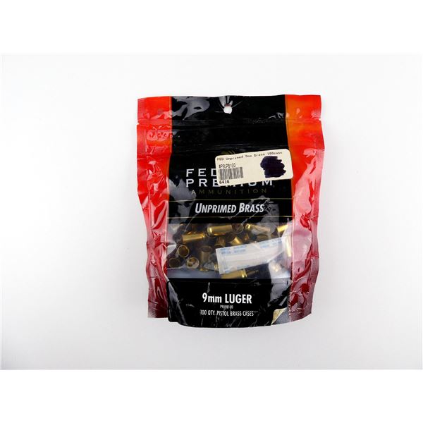 NEW NON-PRIMED FEDERAL PREMIUM 9MM LUGER BRASS CASES LOT