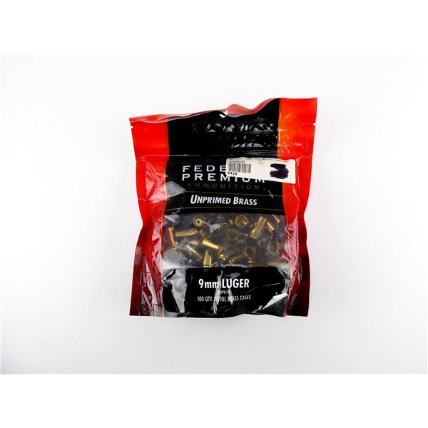 NEW NON-PRIMED FEDERAL PREMIUM 9MM LUGER BRASS CASES LOT