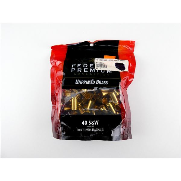 NEW NON-PRIMED FEDERAL PREMIUM .40 SMITH & WESSON BRASS CASES LOT