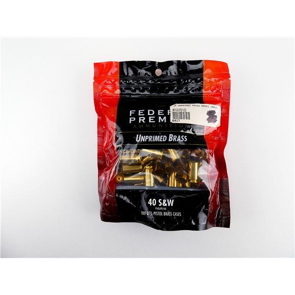 NEW NON-PRIMED FEDERAL PREMIUM .40 SMITH & WESSON BRASS CASES LOT