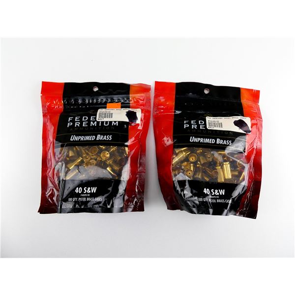 NEW NON-PRIMED FEDERAL PREMIUM .40 SMITH & WESSON BRASS CASES LOT