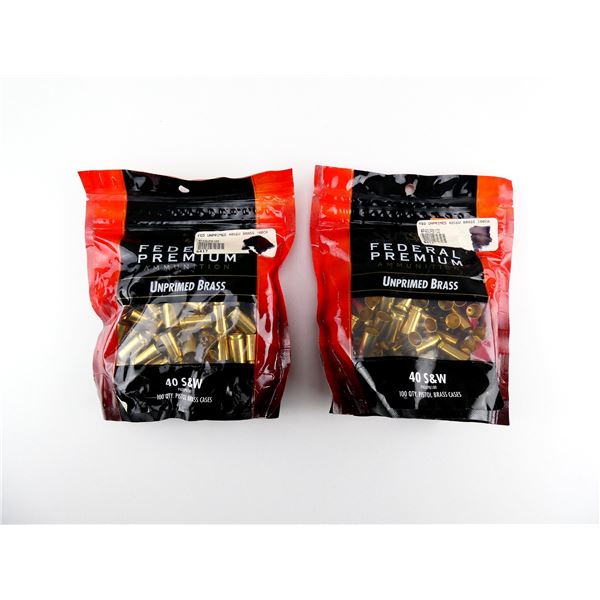 NEW NON-PRIMED FEDERAL PREMIUM .40 SMITH & WESSON BRASS CASES LOT