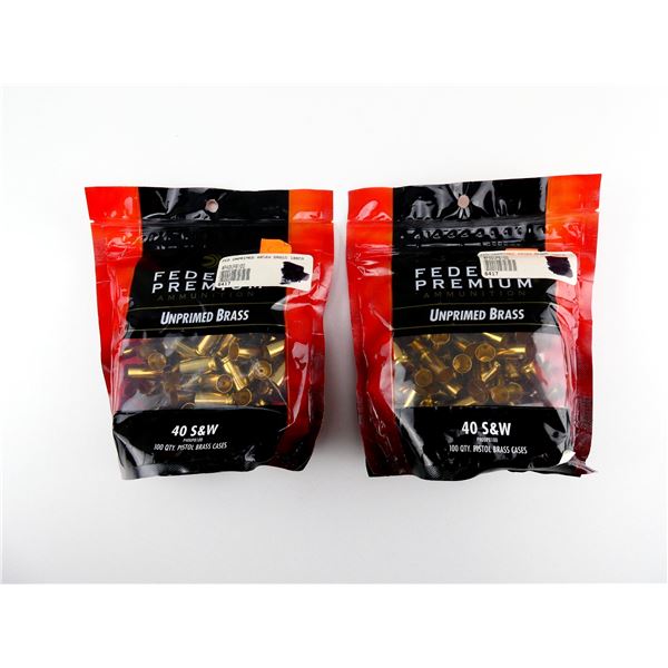 NEW NON-PRIMED FEDERAL PREMIUM .40 SMITH & WESSON BRASS CASES LOT