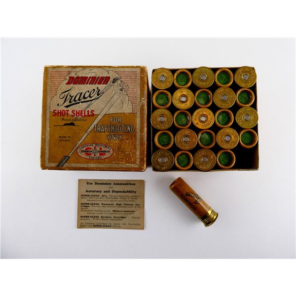 COLLECTIBLE DOMINION TRACER 12 GAUGE 2 3/4" SHOT SHELL AMMO LOT