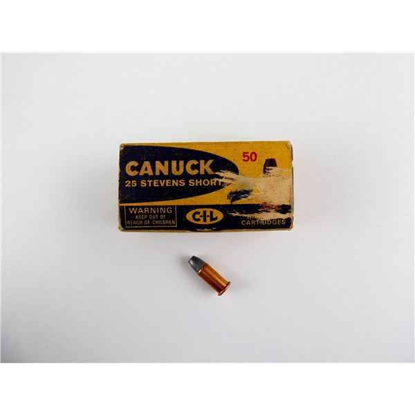 COLLECTIBLE CIL CANUCK .25 STEVENS SHORT AMMO LOT