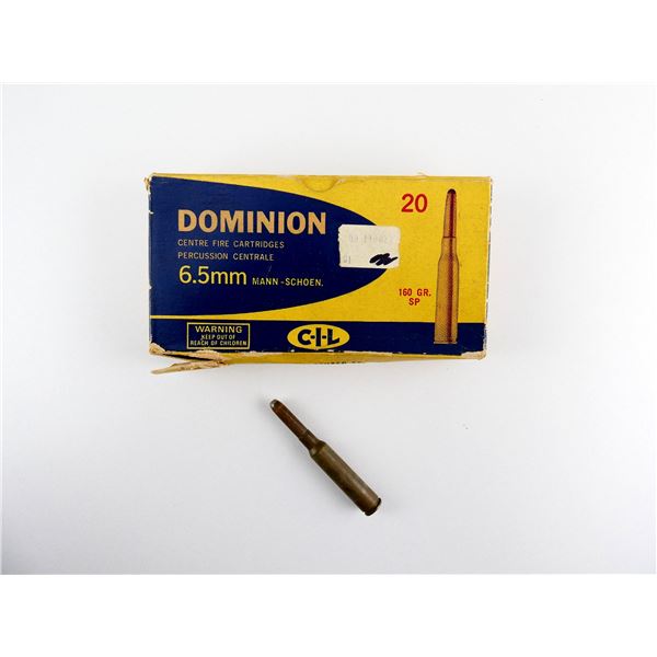 COLLECTIBLE DOMINION 6.5MM MANNLICHER SCHOENAUER AMMO LOT