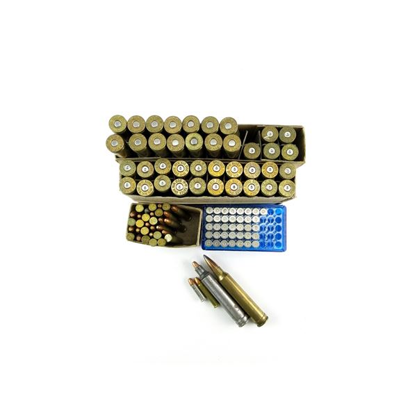 RELOADED ASSORTED .300 WIN MAG AMMO / NON-PRIMED BRASS CASES  AND FACTORY LOADED .22 LR / .22 MAGNUM