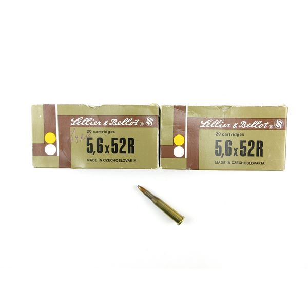 SELLIER & BELLOT 5.6X52R AMMO AND NON-PRIMED BRASS CASES LOT