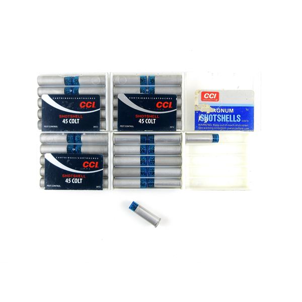 ASSORTED CCI .44 REM MAGNUM AND .45 COLT SHOT SHELL AMMO LOT