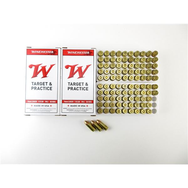 ASSORTED WINCHESTER 9MM LUGER AMMO LOT