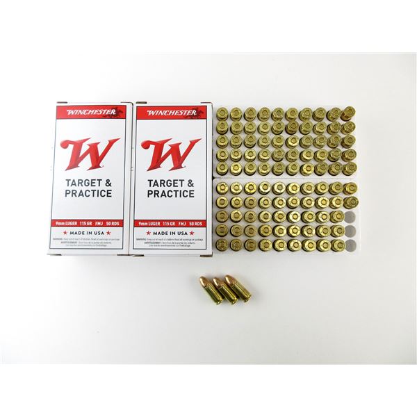 ASSORTED WINCHESTER 9MM LUGER AMMO LOT