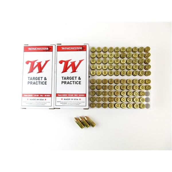 ASSORTED WINCHESTER 9MM LUGER AMMO LOT