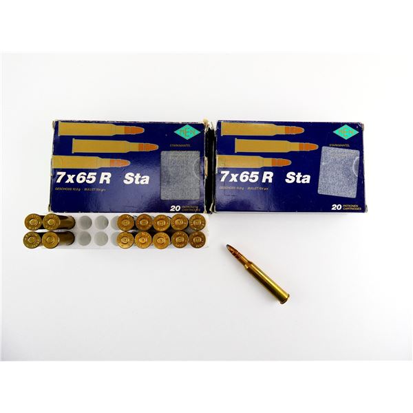 MEN 7X65R AMMO AND NON-PRIMED BRASS CASES LOT