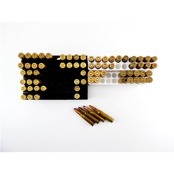 ASSORTED AMMO AND NON-PRIMED BRASS CASES LOT