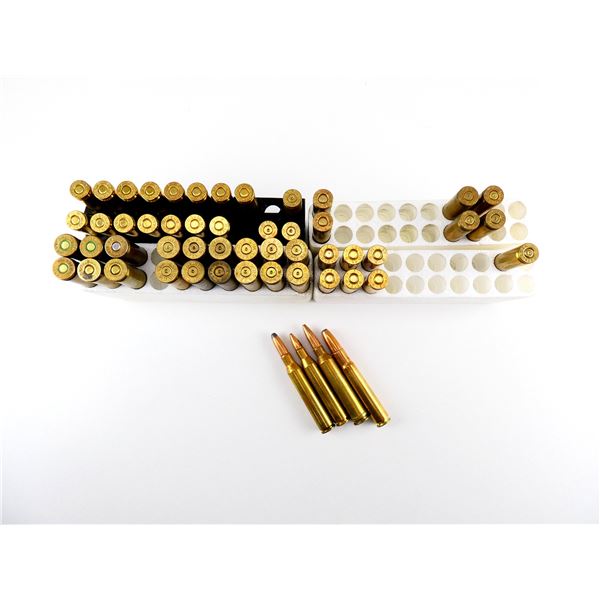 ASSORTED AMMO AND NON-PRIMED BRASS CASES LOT