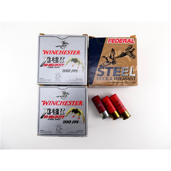ASSORTED WINCHESTER AND FEDERAL 12 GAUGE 2 3/4" AND 3" STEEL SHOT SHELL AMMO LOT