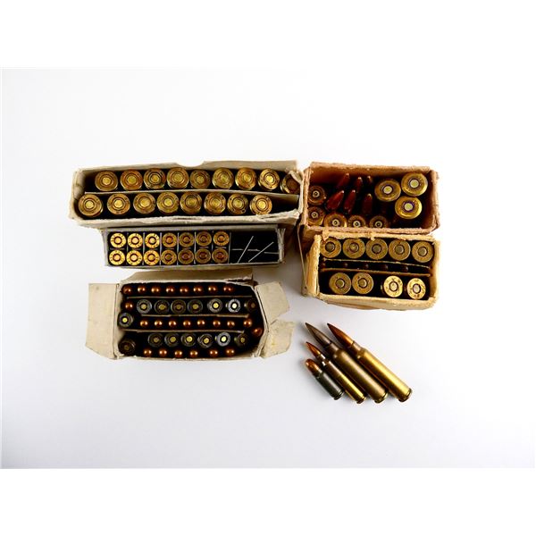 ASSORTED MILITARY AMMO AND NON-PRIMED BRASS CASES LOT