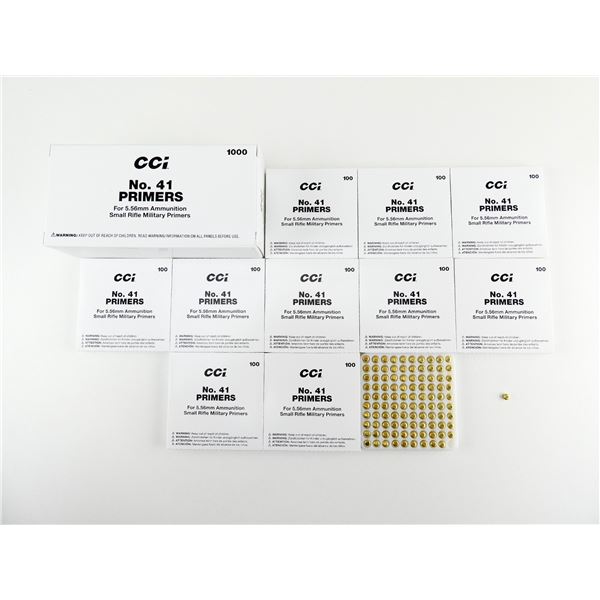 CCI NO.41 SMALL RIFLE MILITARY PRIMERS FOR 5.56 AMMUNITION LOT