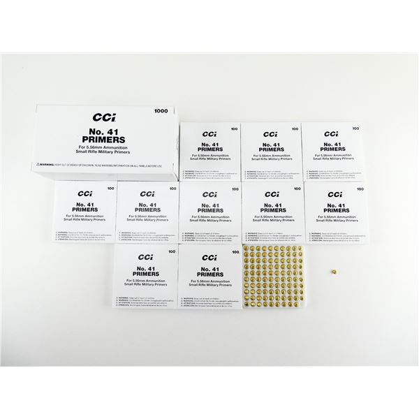 CCI NO.41 SMALL RIFLE MILITARY PRIMERS FOR 5.56 AMMUNITION LOT