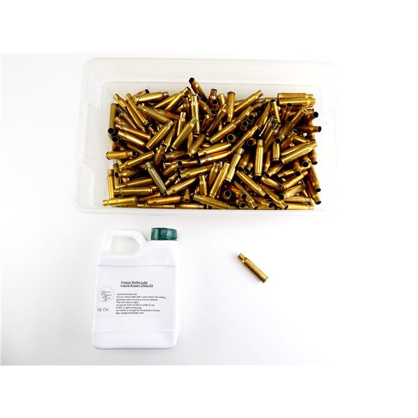 NON-PRIMED ASSORTED .308 WIN BRASS CASES AND DRAGON BULLET LUBE LOT