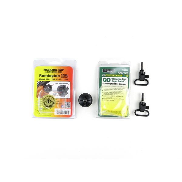 REMINGTON 12 GAUGE SHOT GUN MAGAZINE CAP AND QD MAGAZINE CAP SWIVELS LOT