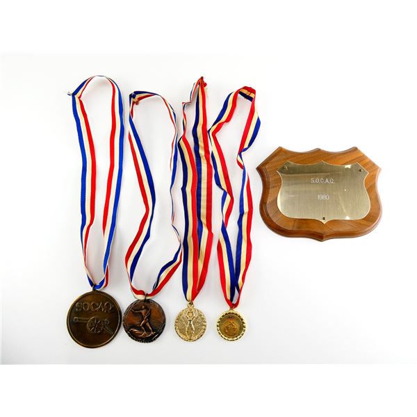 ASSORTED S.O.C.A.Q. MEDALS AND PLAQUE LOT
