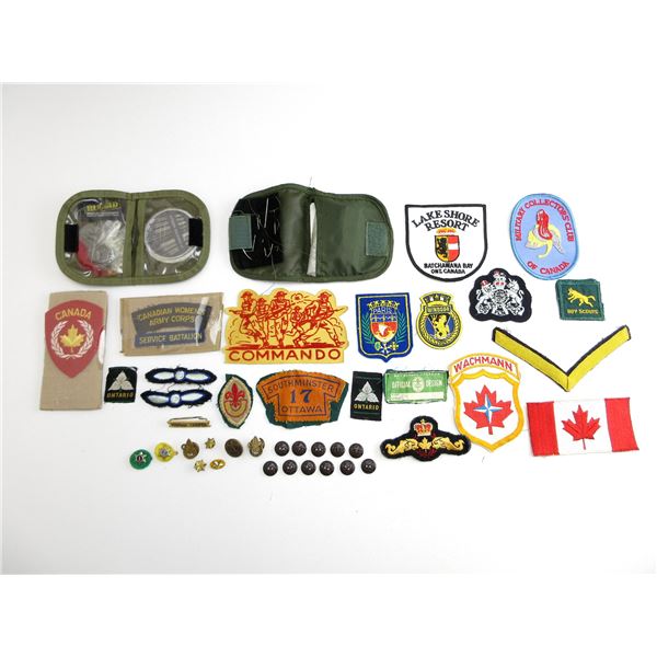 ASSORTED CANADIAN MILITARY / BOY SCOUTS BADGES, BUTTONS, ETC. LOT