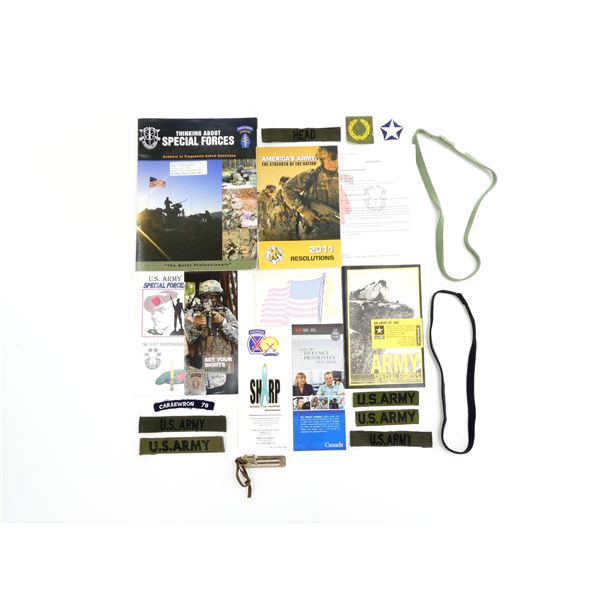 ASSORTED MILITARY BADGES, PAMPHLETS, ETC. LOT