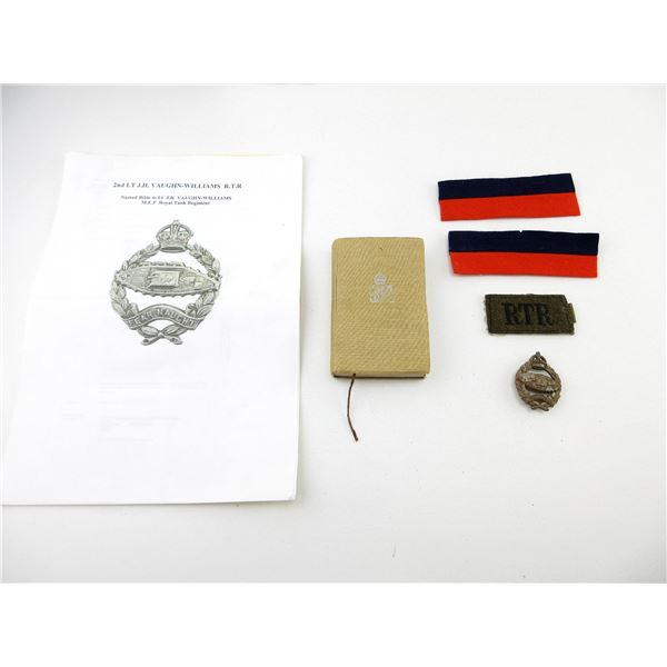 WWII BRITISH NAMED BADGES / BIBLE LOT