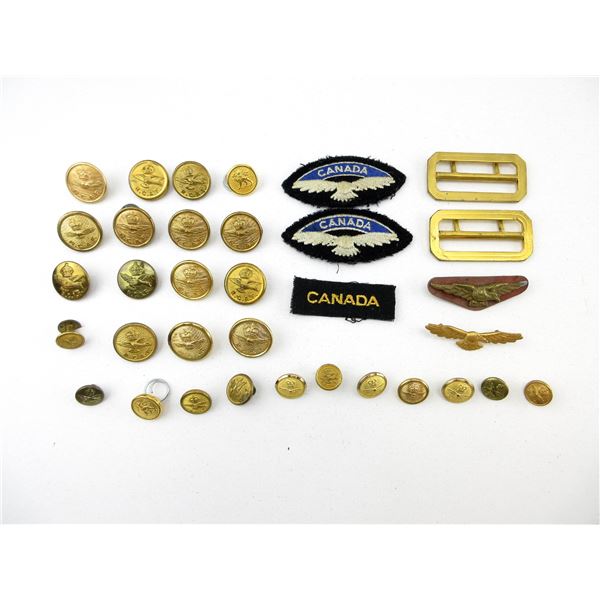 ASSORTED WWII / MODERN RCAF BUTTONS, BADGES, ETC. LOT