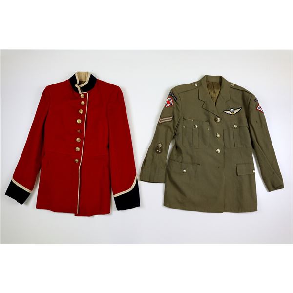1960'S RCAF NAMED CEREMONIAL RED TUNIC AND RCOC KHAKI TUNIC LOT
