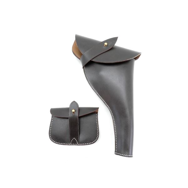 REPRODUCTION CANADIAN MILITARY LARGE FRAME REVOLVER HOLSTER AND AMMO POUCH LOT