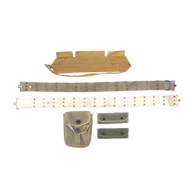 ASSORTED MILITARY POUCHES, WEB BELTS, ETC. LOT