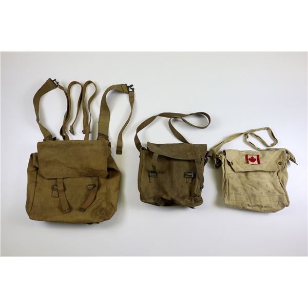ASSORTED WWII CANADIAN / BRITISH P37 WEB FIELD PACKS / BAG LOT