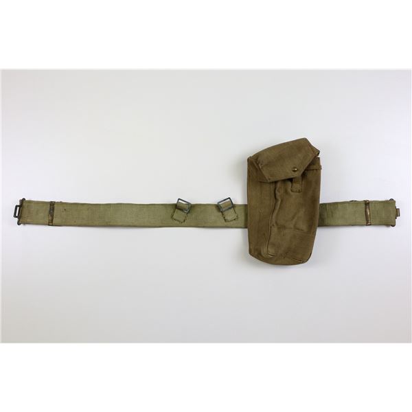 WWII CANADIAN / BRITISH TAN P37 WEB BELT WITH POUCH LOT