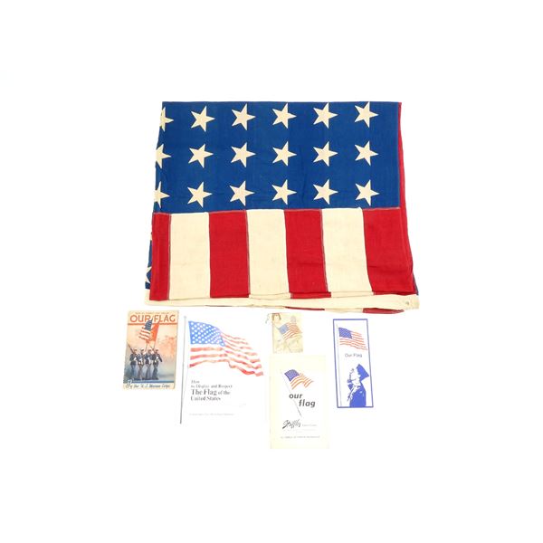 VINTAGE U.S. 48-STAR FLAG AND PAPERWORK LOT