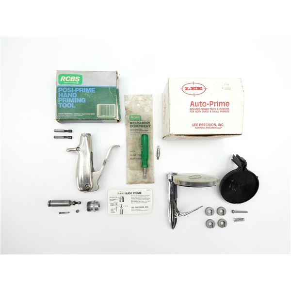 ASSORTED HAND PRIMING TOOLS, SHELL HOLDERS, ETC. LOT