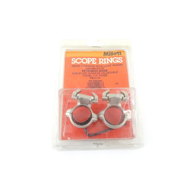 MILLET 1" NICKEL MEDIUM DOUBLE EXTENSION WEAVER BASE SCOPE RINGS