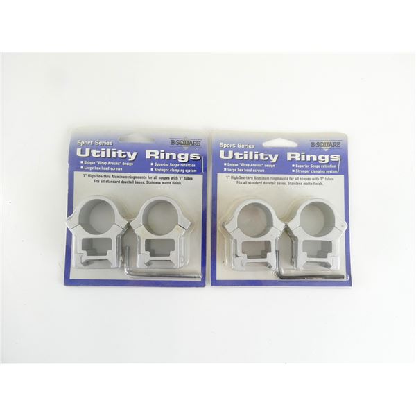 B-SQUARE 1" ALUMINUM SEE-THRU WEAVER STYLE SCOPE RINGS LOT