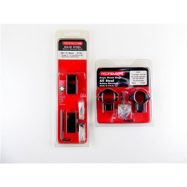 REDFIELD ROTARY DOVETAIL 1" SCOPE RINGS AND BASE LOT